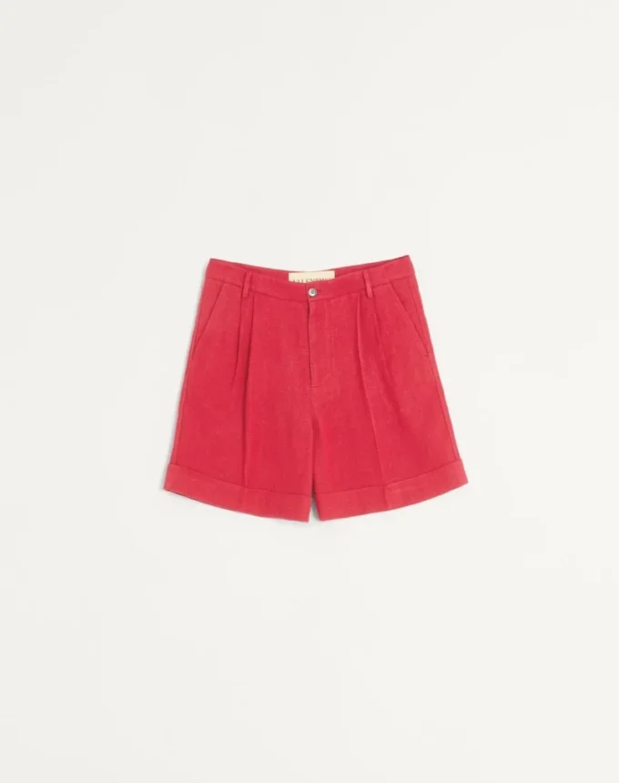Cuffed Linen Bermuda Shorts