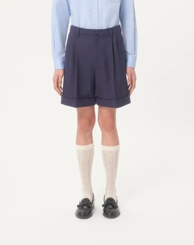 Cuffed Wool Gabardine Bermuda Shorts
