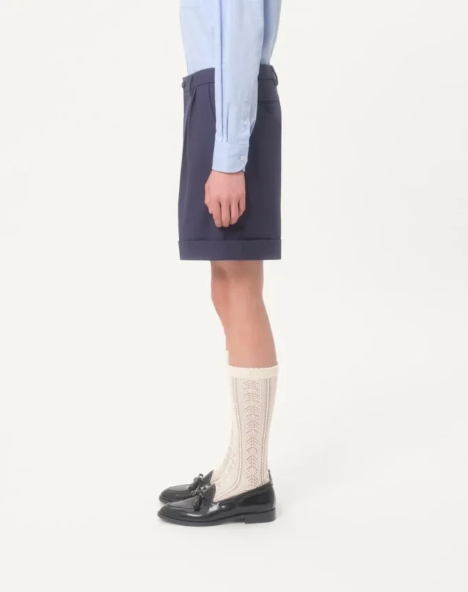 Cuffed Wool Gabardine Bermuda Shorts