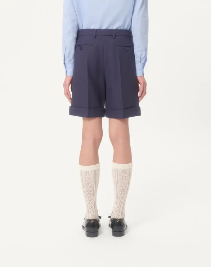 Cuffed Wool Gabardine Bermuda Shorts