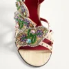 Dans Le Foyer Sandal In Moiré Fabric With Floral Embroidery And Feathers 105Mm Dans Le Foyer Sandal In Moiré Fabric With Floral Embroidery And Feathers 105Mm