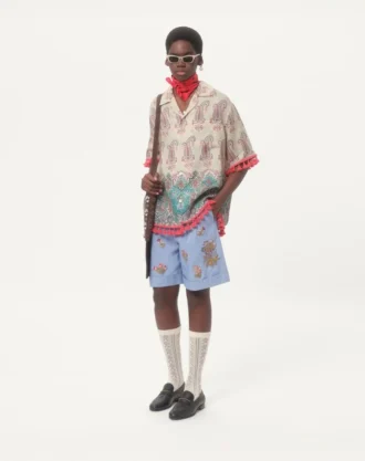 Denim Bermuda Shorts With Embroidery