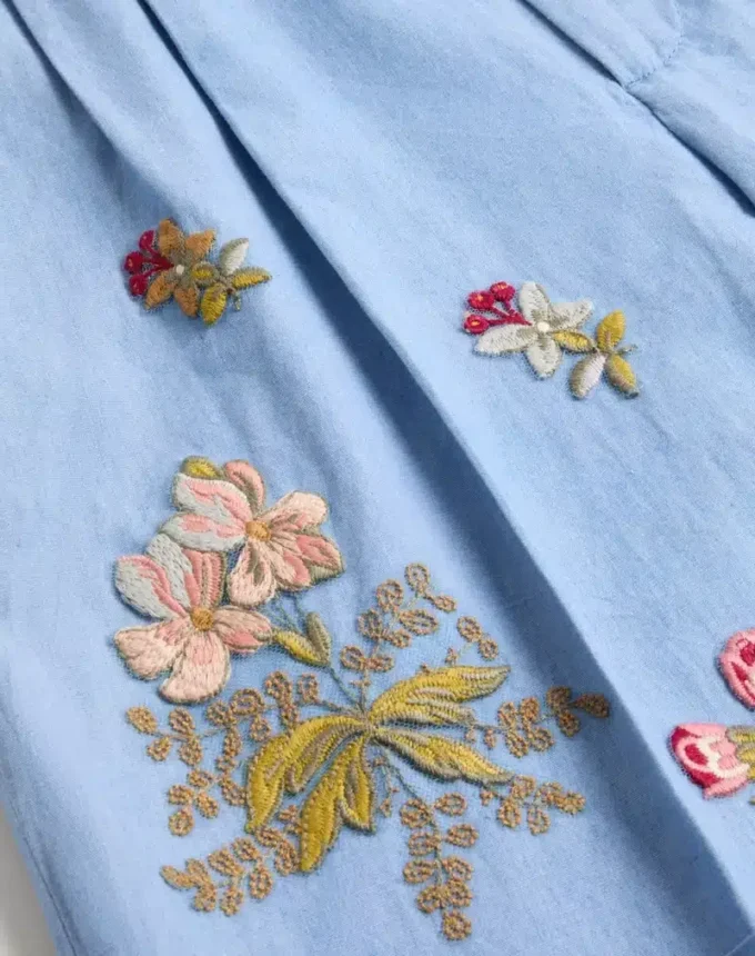 Denim Bermuda Shorts With Embroidery