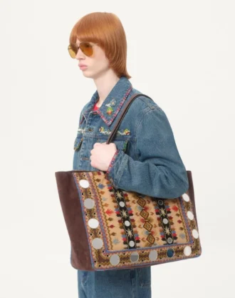 Denim Jacket With Beaded Embroidery And Printed Edges