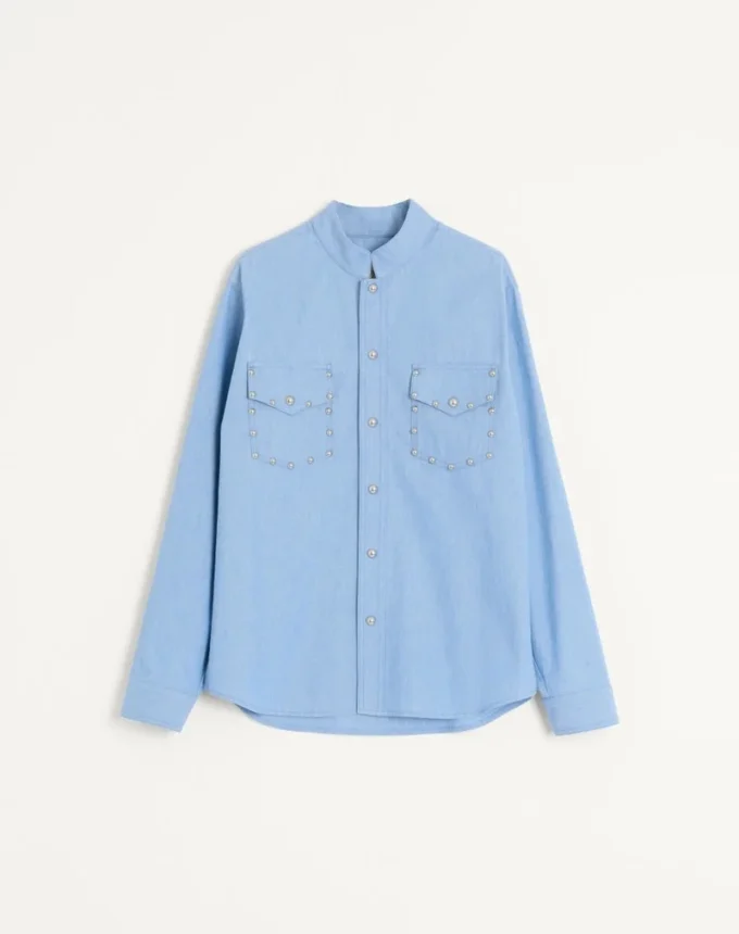 Denim Shirt With Cabochons
