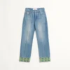 Denim Trousers With Jacquard Trims