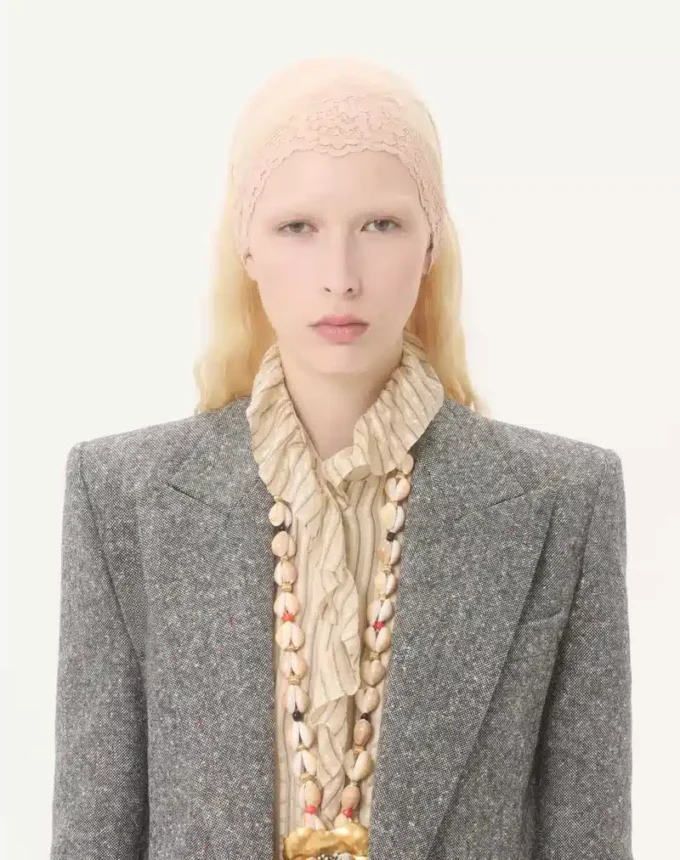 Double-Breasted Blazer In Natté Buttoned Weave