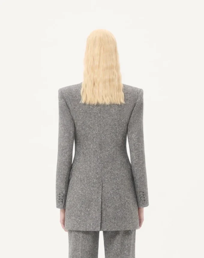 Double-Breasted Blazer In Natté Buttoned Weave