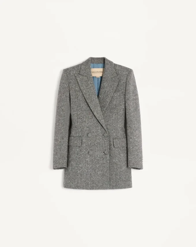 Double-Breasted Blazer In Natté Buttoned Weave