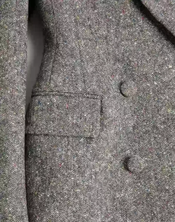 Double-Breasted Blazer In Natté Buttoned Weave