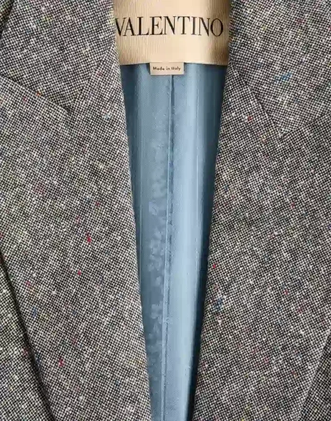 Double-Breasted Blazer In Natté Buttoned Weave