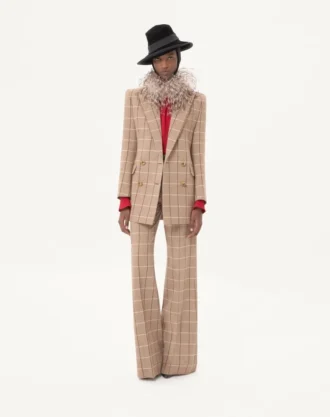 Double-Breasted Wool Blazer With Windowpane Pattern