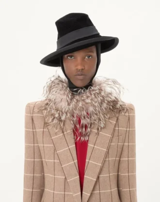 Double-Breasted Wool Blazer With Windowpane Pattern