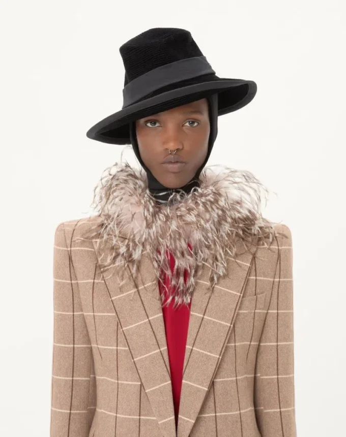 Double-Breasted Wool Blazer With Windowpane Pattern