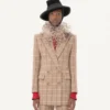 Double-Breasted Wool Blazer With Windowpane Pattern