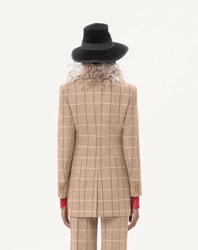 Double-Breasted Wool Blazer With Windowpane Pattern