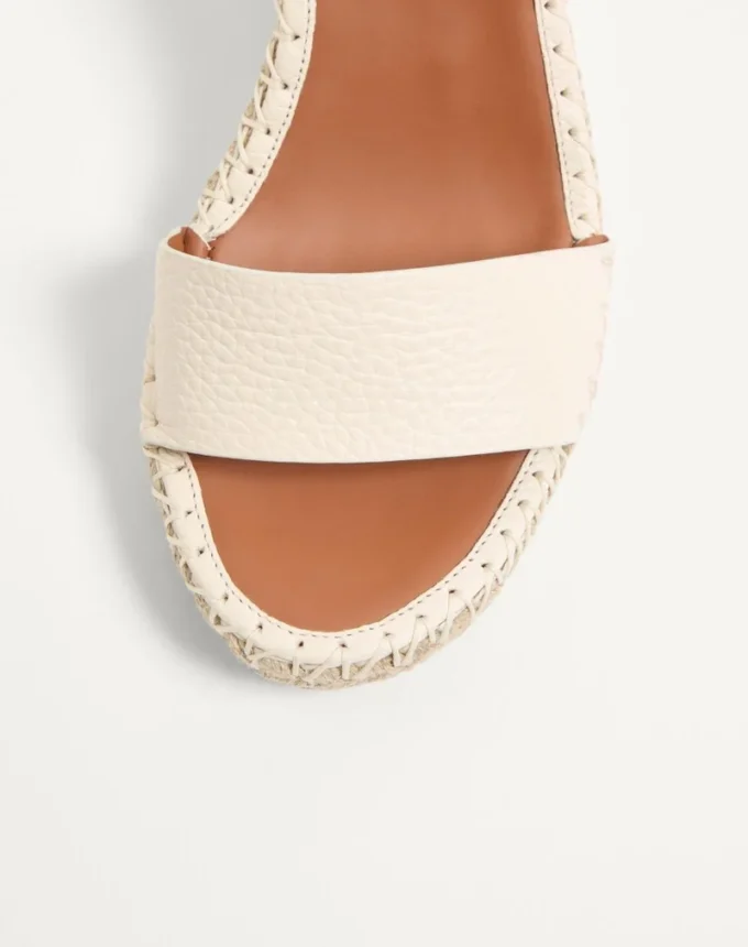 Double Rockstud Grainy Calfskin Wedge Sandal 105 Mm