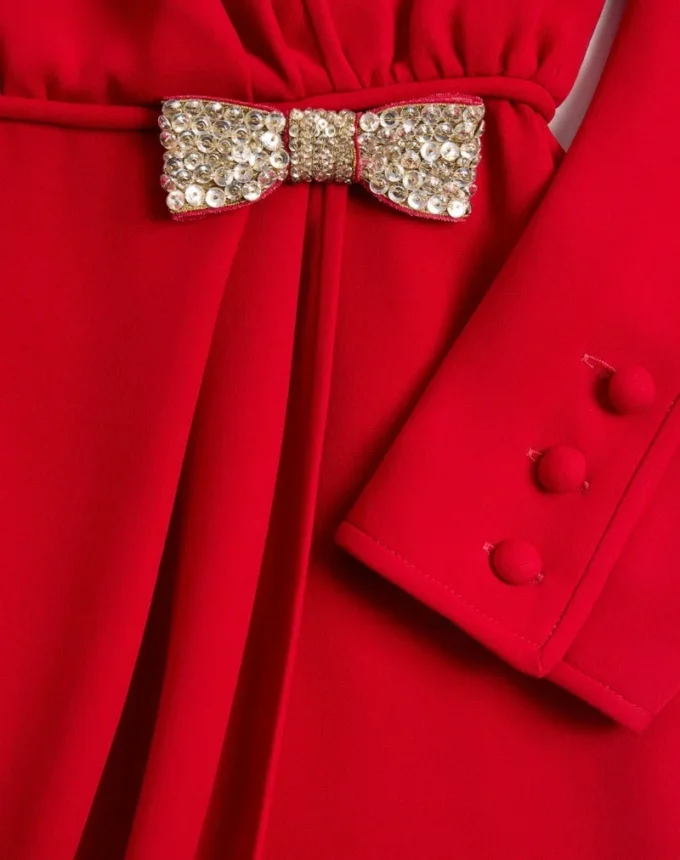 Embroidered Cady Couture Midi Dress