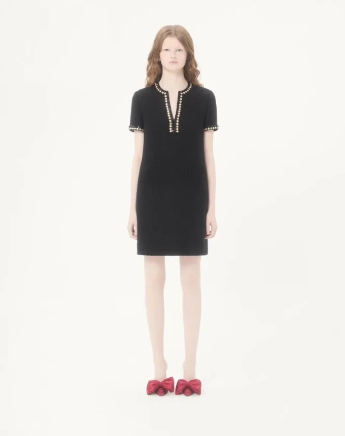 Embroidered Canestrello Tweed Short Dress Embroidered Canestrello Tweed Short Dress