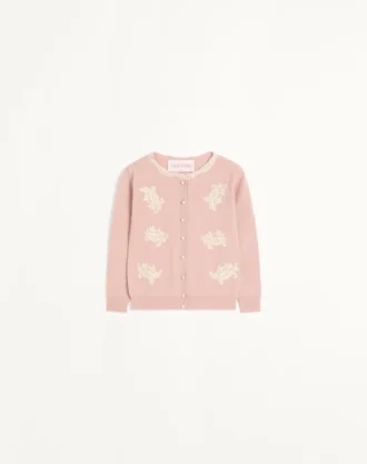 Embroidered Cardigan With Lace Inserts