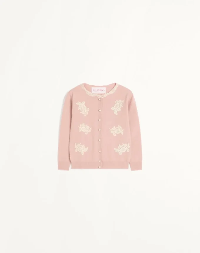 Embroidered Cardigan With Lace Inserts Embroidered Cardigan With Lace Inserts