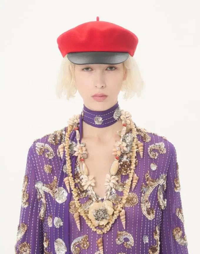 Embroidered Chiffon dress with feathers