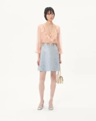 Embroidered Crepe Couture Short Dress