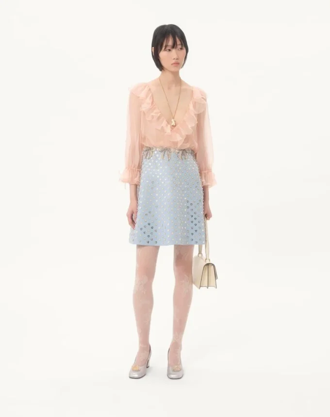 Embroidered Crepe Couture Short Dress Embroidered Crepe Couture Short Dress