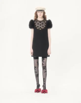 Embroidered Crepe Couture Short Dress