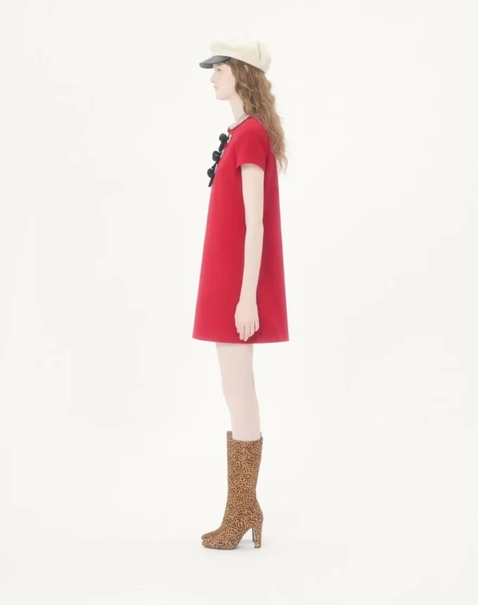 Embroidered Crepe Couture Short Dress Embroidered Crepe Couture Short Dress