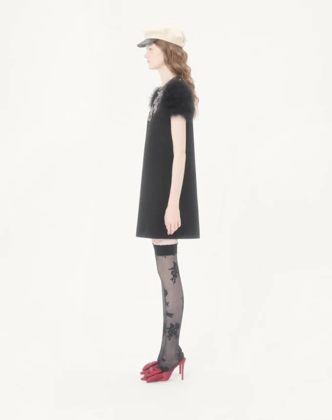 Embroidered Crepe Couture Short Dress Embroidered Crepe Couture Short Dress