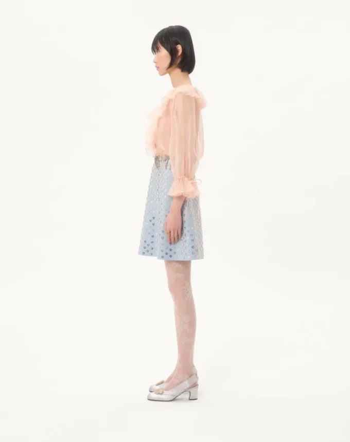 Embroidered Crepe Couture Short Dress Embroidered Crepe Couture Short Dress