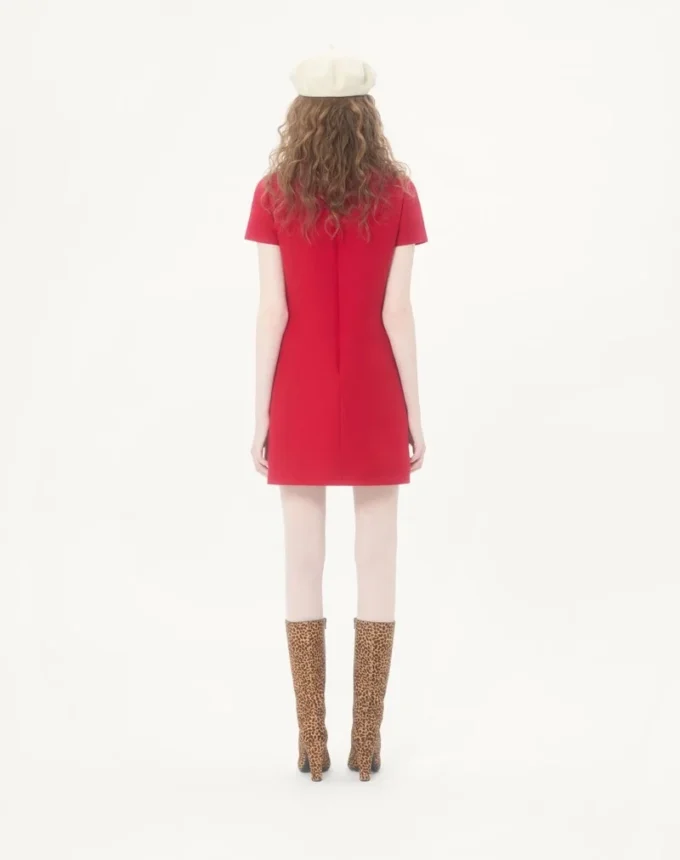 Embroidered Crepe Couture Short Dress Embroidered Crepe Couture Short Dress