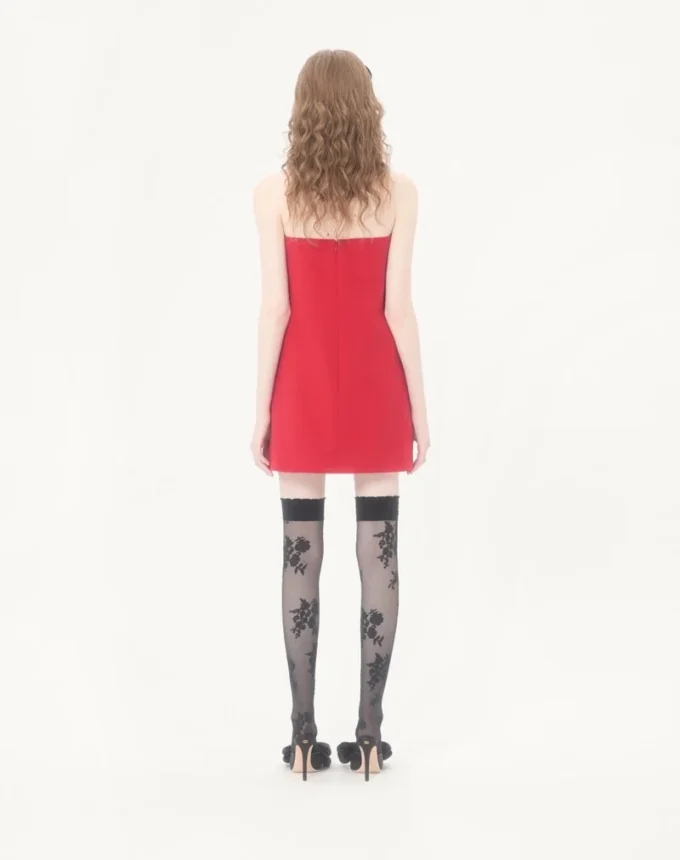 Embroidered Crepe Couture Short Dress