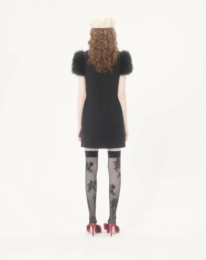 Embroidered Crepe Couture Short Dress Embroidered Crepe Couture Short Dress