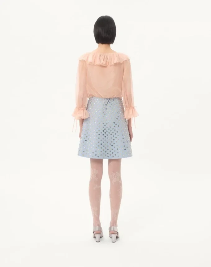 Embroidered Crepe Couture Short Dress Embroidered Crepe Couture Short Dress