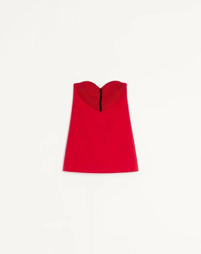 Embroidered Crepe Couture Short Dress