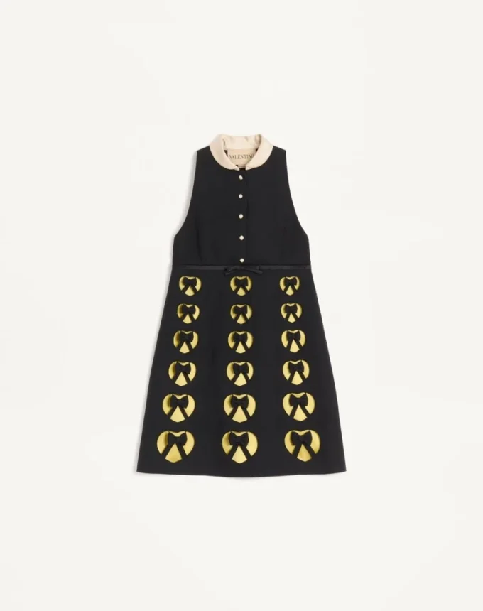 Embroidered Crepe Couture Short Dress Embroidered Crepe Couture Short Dress