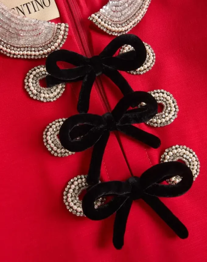 Embroidered Crepe Couture Short Dress Embroidered Crepe Couture Short Dress