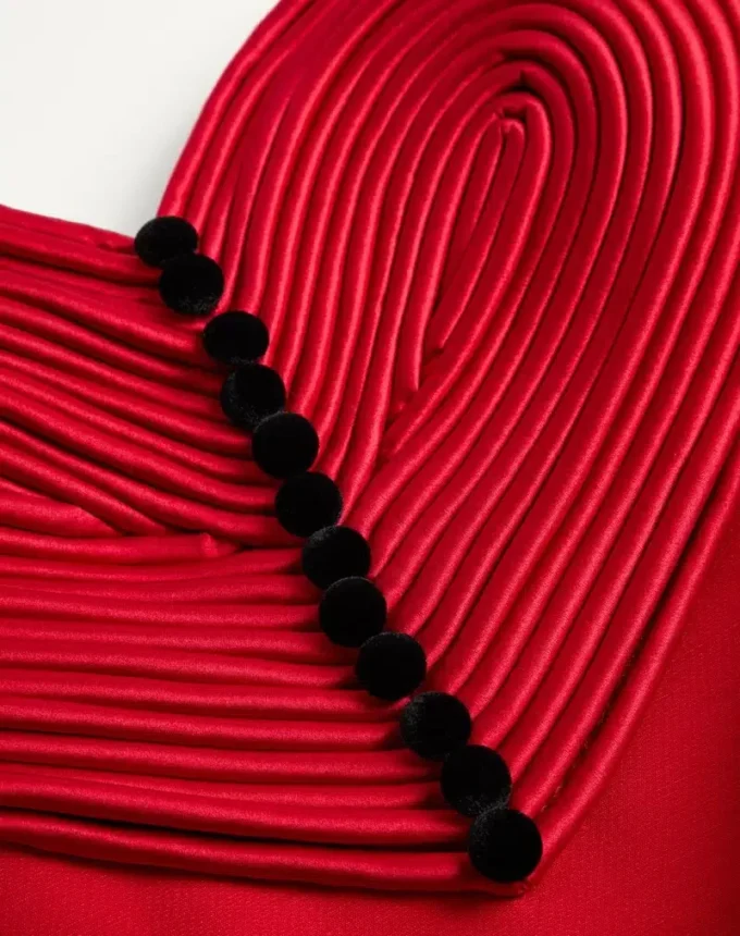 Embroidered Crepe Couture Short Dress