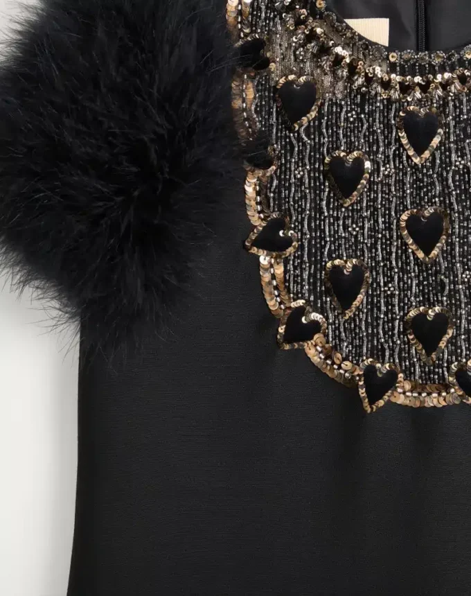 Embroidered Crepe Couture Short Dress Embroidered Crepe Couture Short Dress