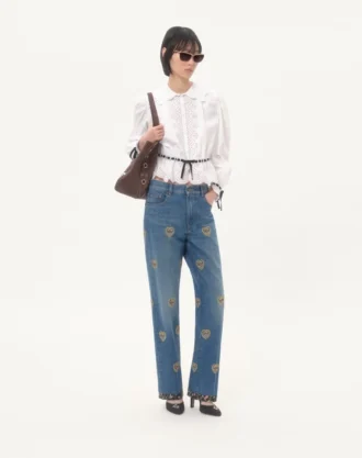 Embroidered Denim Pants