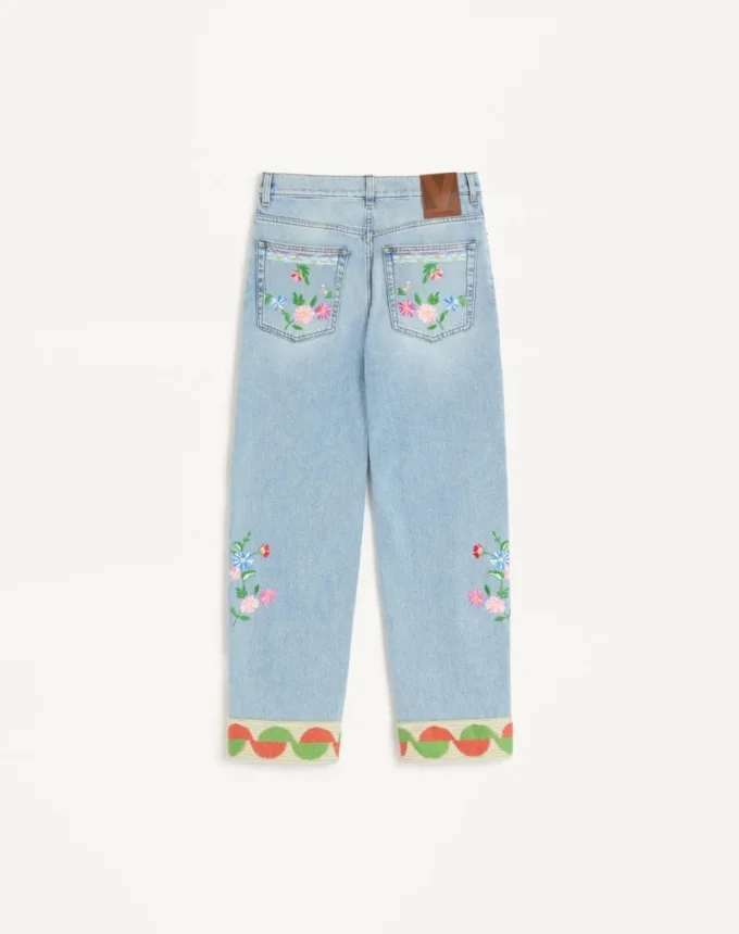Embroidered Denim Pants