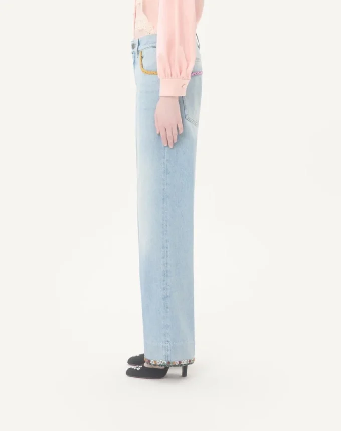 Embroidered Denim Pants