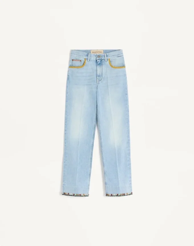 Embroidered Denim Pants