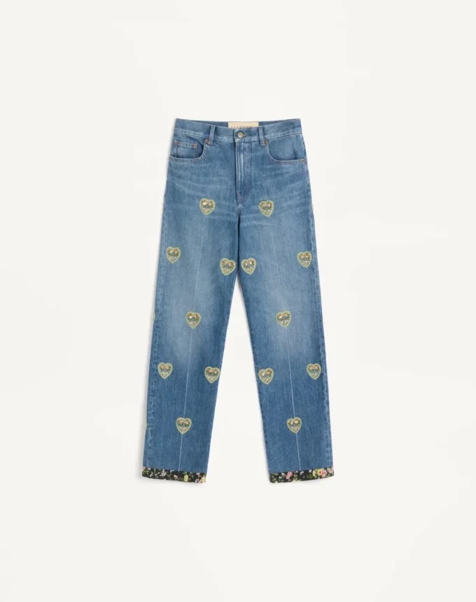 Embroidered Denim Pants