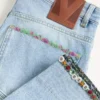 Embroidered Denim Pants