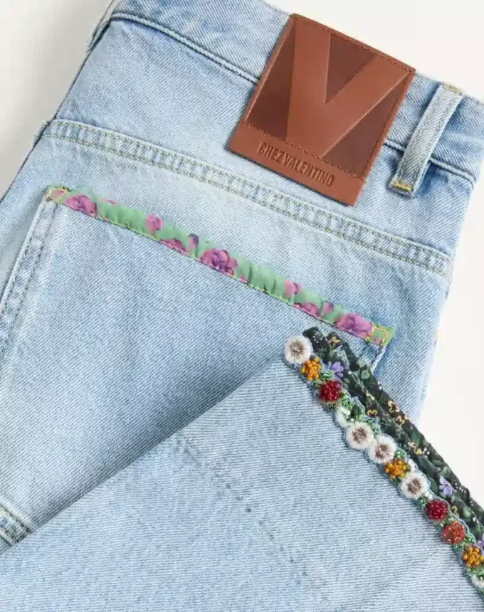 Embroidered Denim Pants