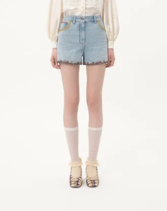 Embroidered Denim Shorts Embroidered Denim Shorts
