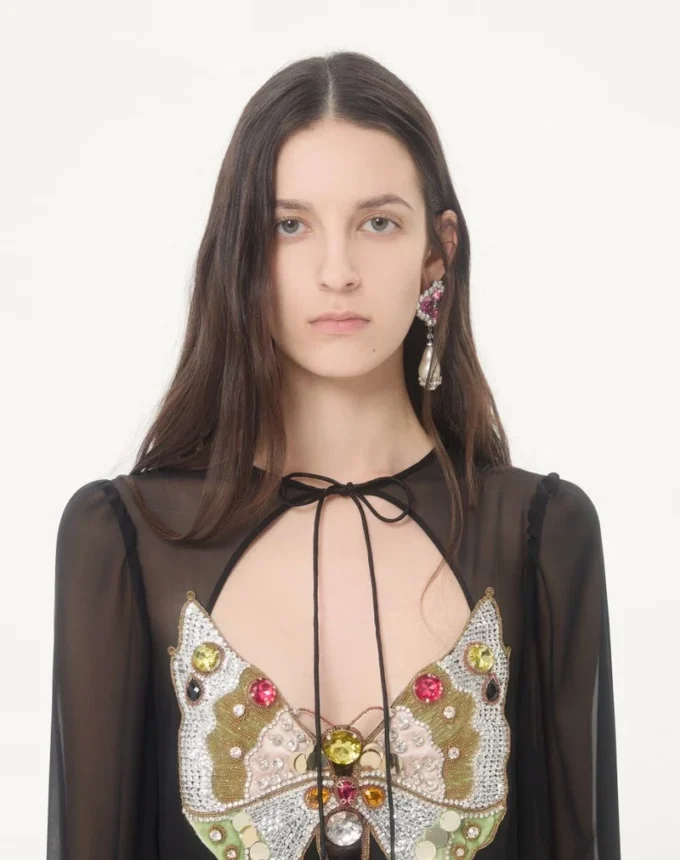 Embroidered Georgette Long Dress